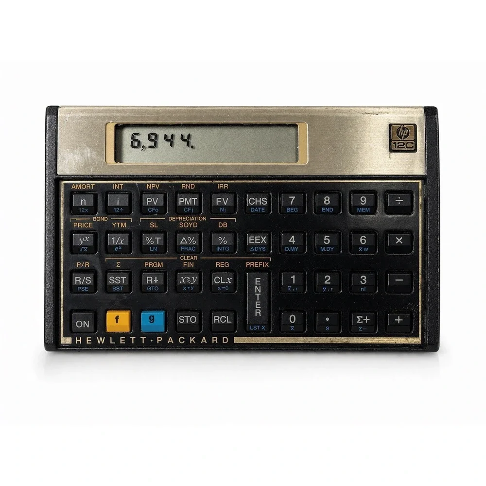 Vintage HP 12C Financial Calculator Hewlett Packard Gold Tested Working